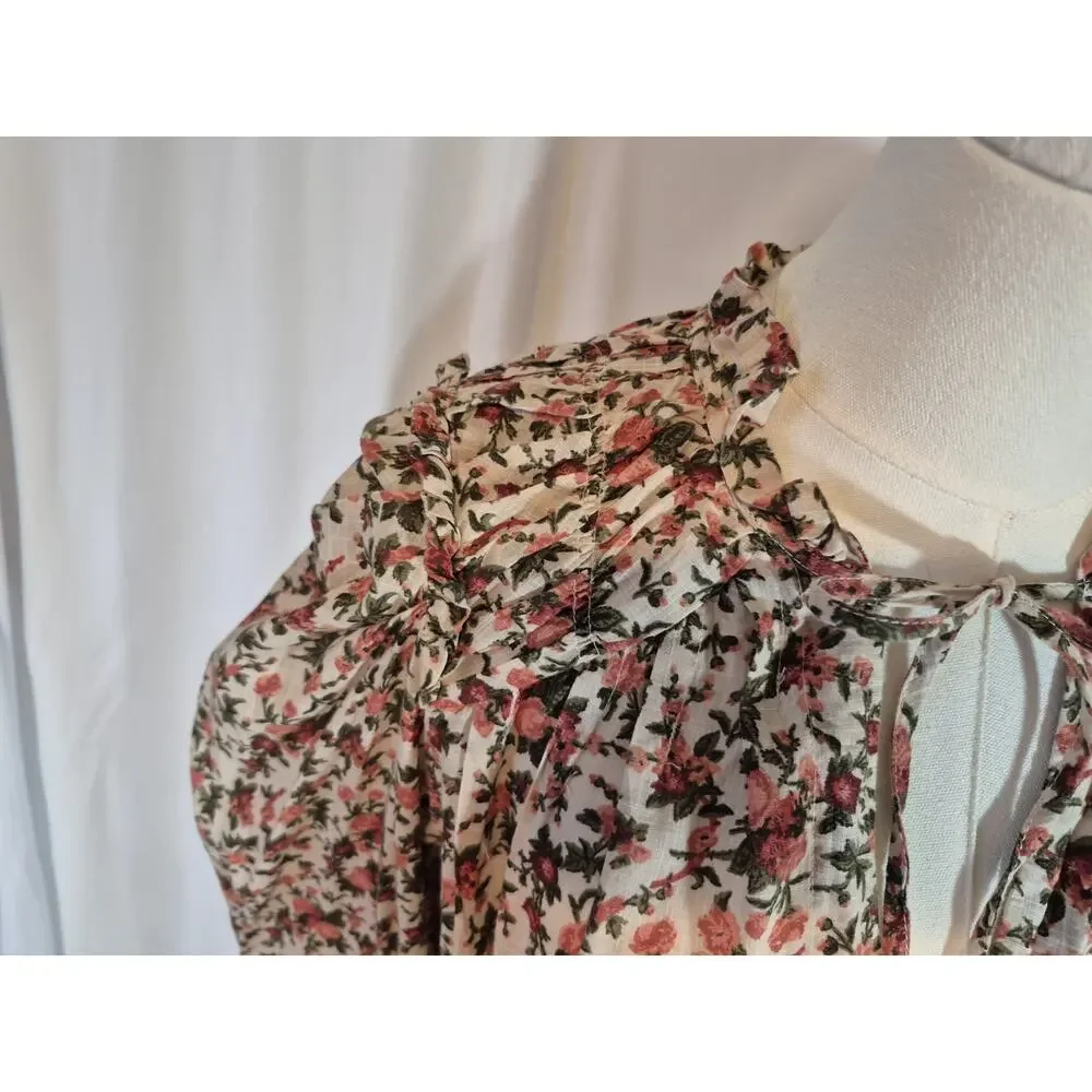 Free People Womens Meant To Be Vintage Boho Floral Blouse Top Small